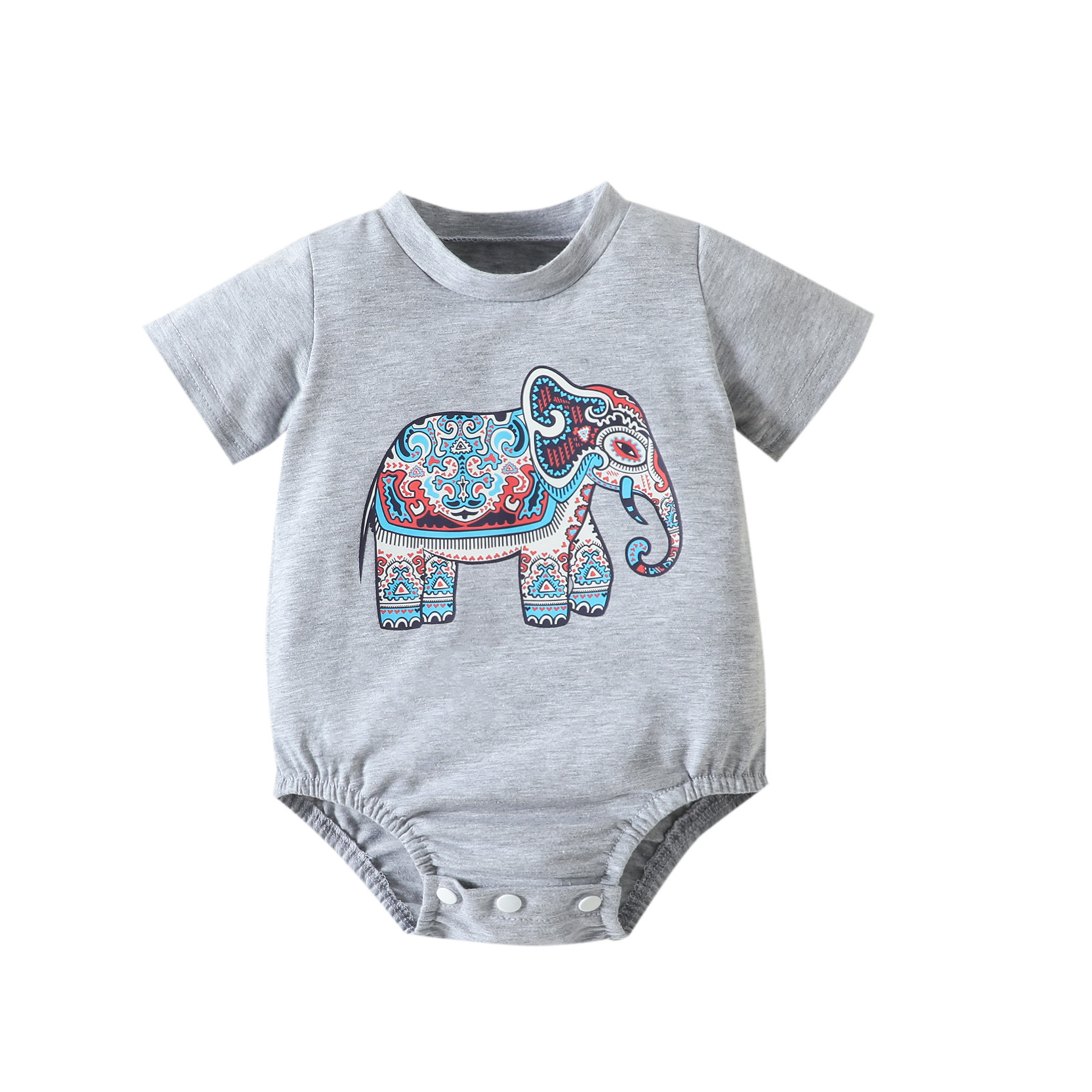Baby Clothing Elephant Printed Cute Triangle Jumpsuit Clothes - Image 2