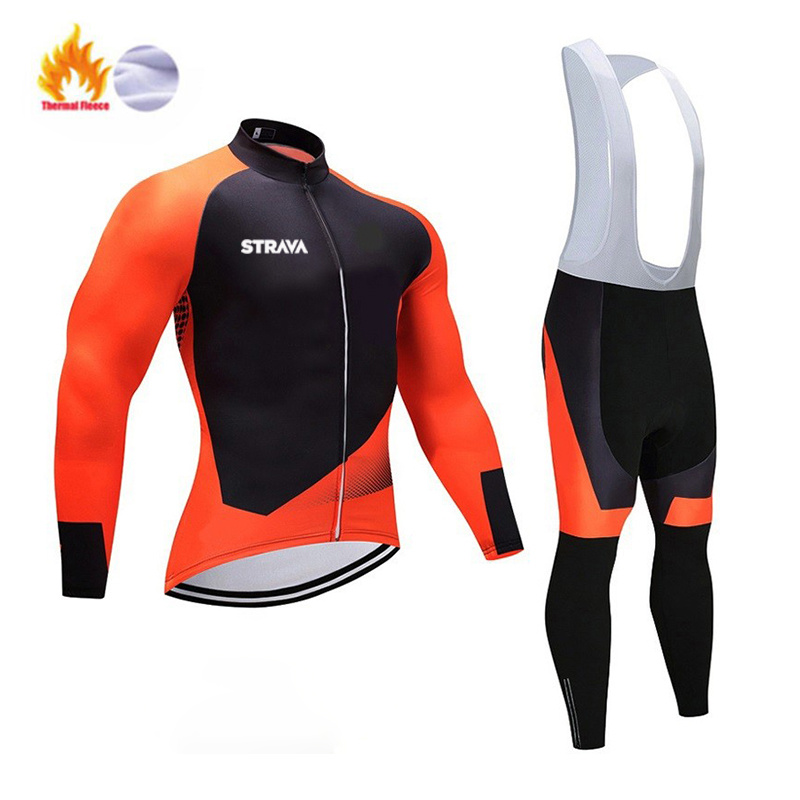 STRAVA Pro Team Winter Cycling Clothing Breathable Ropa Ciclismo Long Sleeve MTB Bicycle Clothing Outdoor Sport Clothes - Image 4
