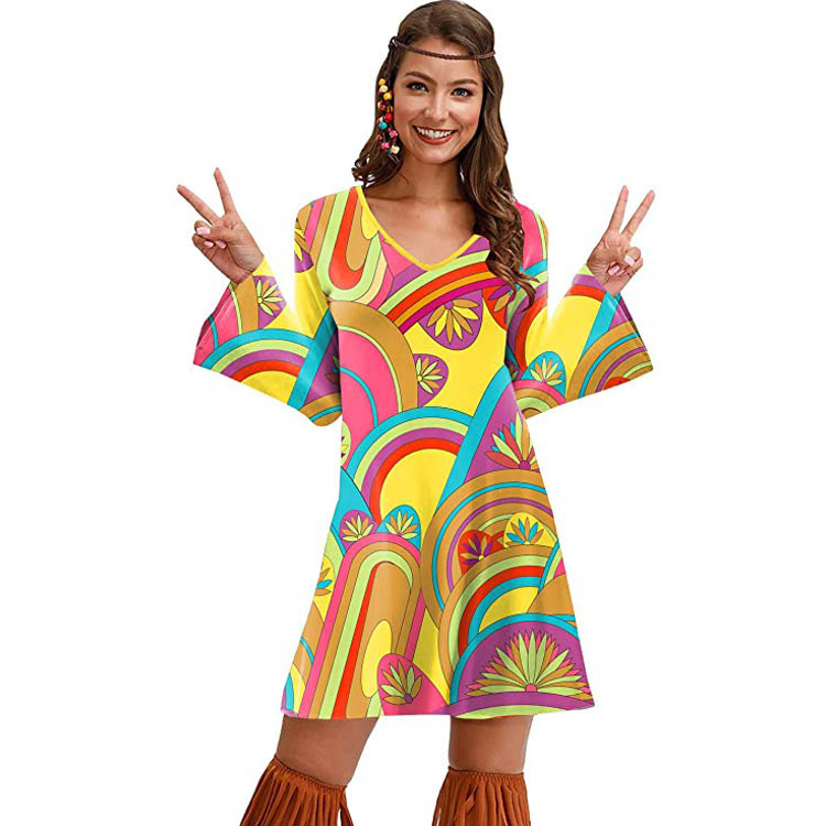 Hippie Clothing Print Dress Women - Image 6