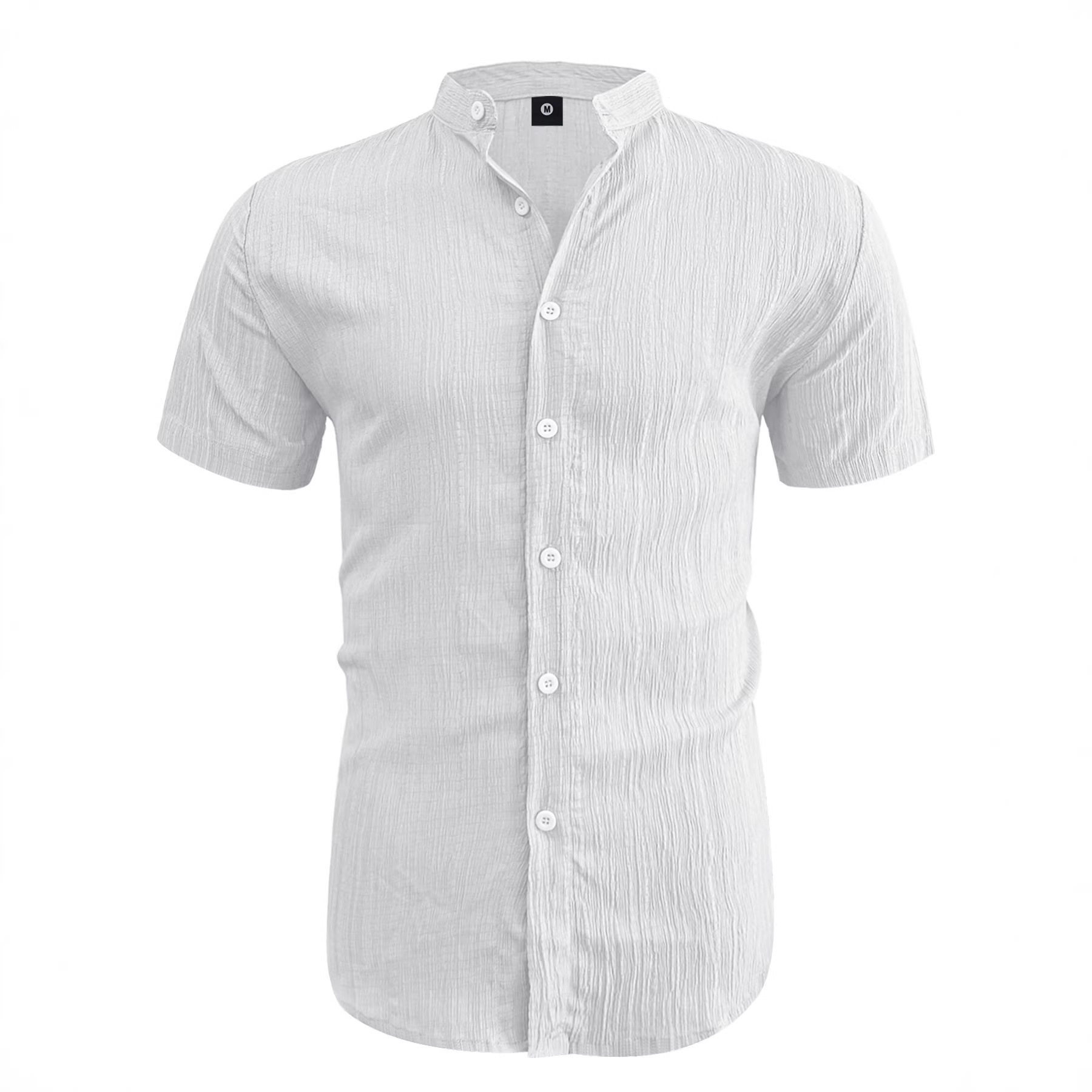 Hot-selling Mens Short-sleeve Stand-collar Casual Shirt Clothing - Image 5