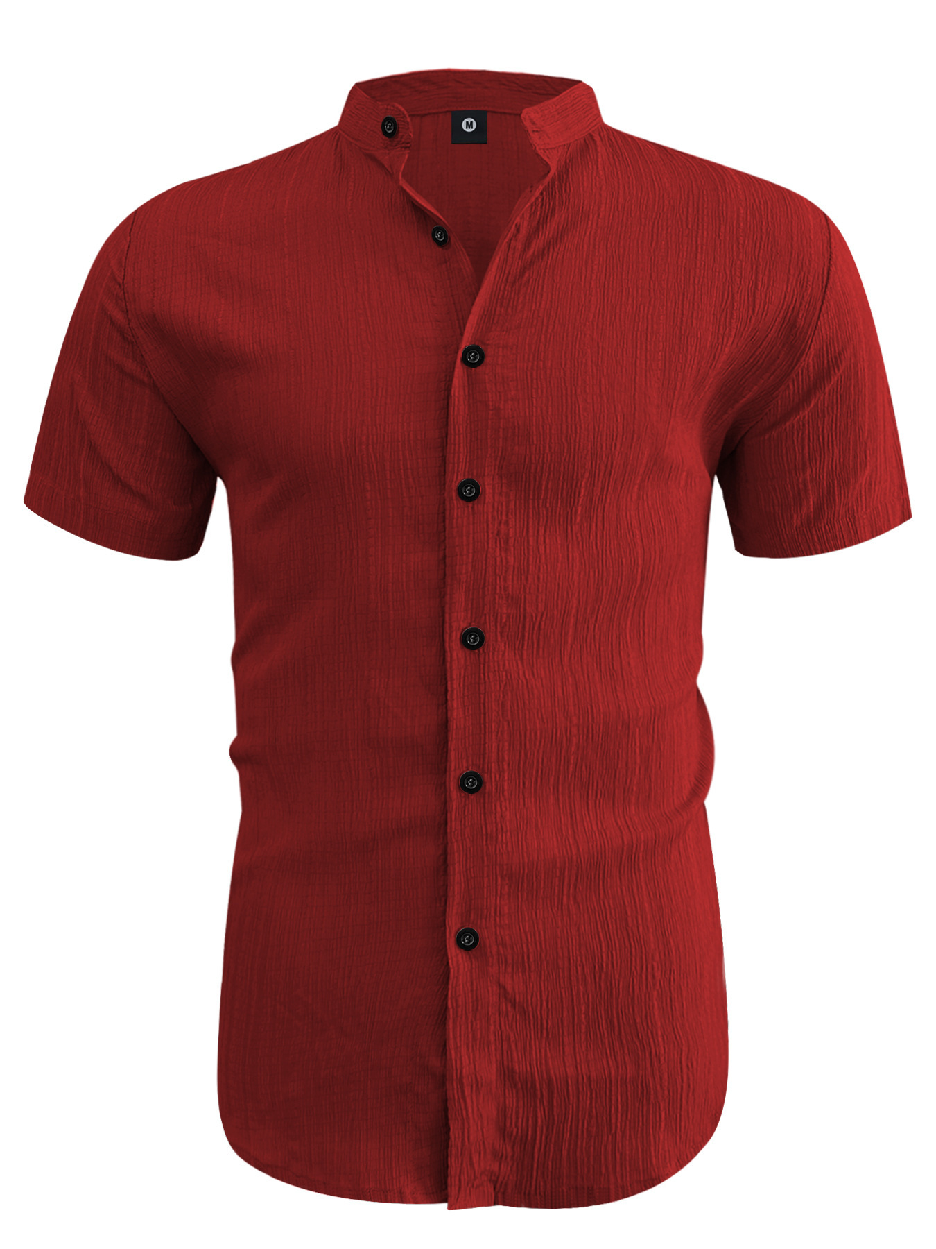 Hot-selling Mens Short-sleeve Stand-collar Casual Shirt Clothing - Image 7