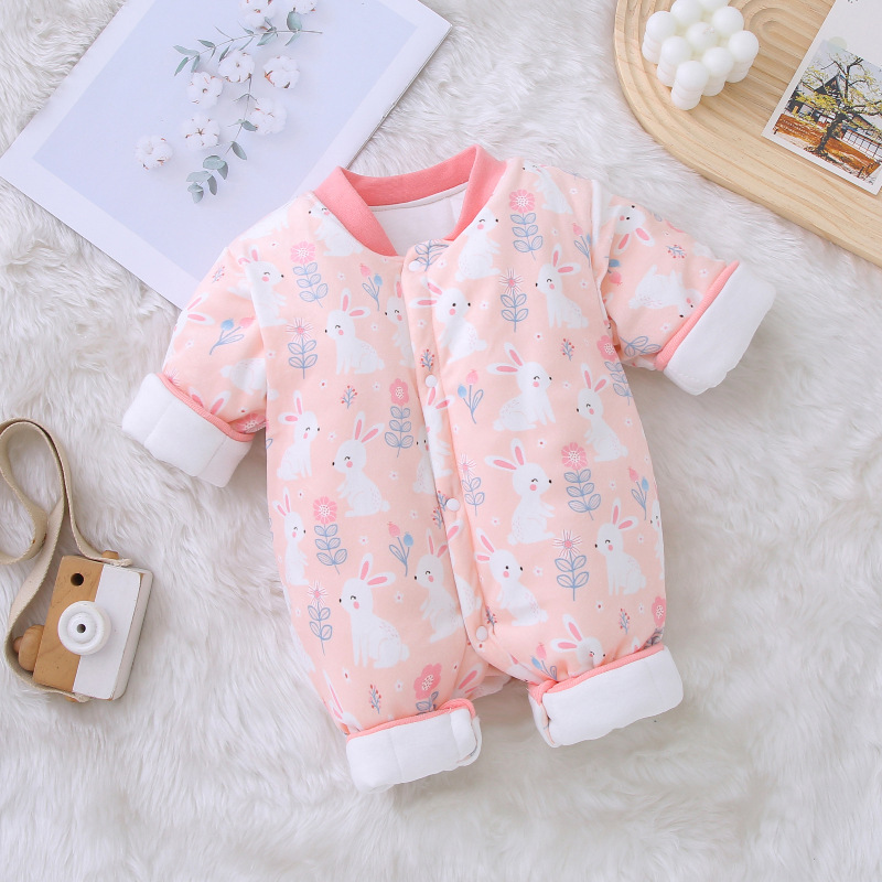 Children's Clothing Autumn And Winter Baby Thick Cotton Jumpsuit Baby Jumpsuit Long Sleeve - Image 3