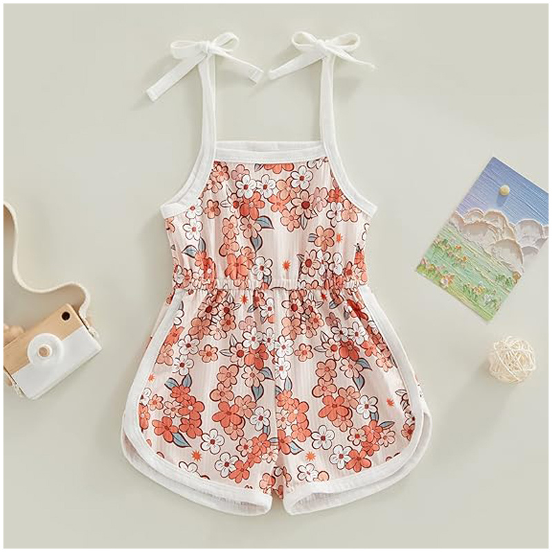 Toddler Baby Girl Clothing,floral Jumpsuit With Tie Up,jumpsuit Baby, Suspender Game Set - Image 2