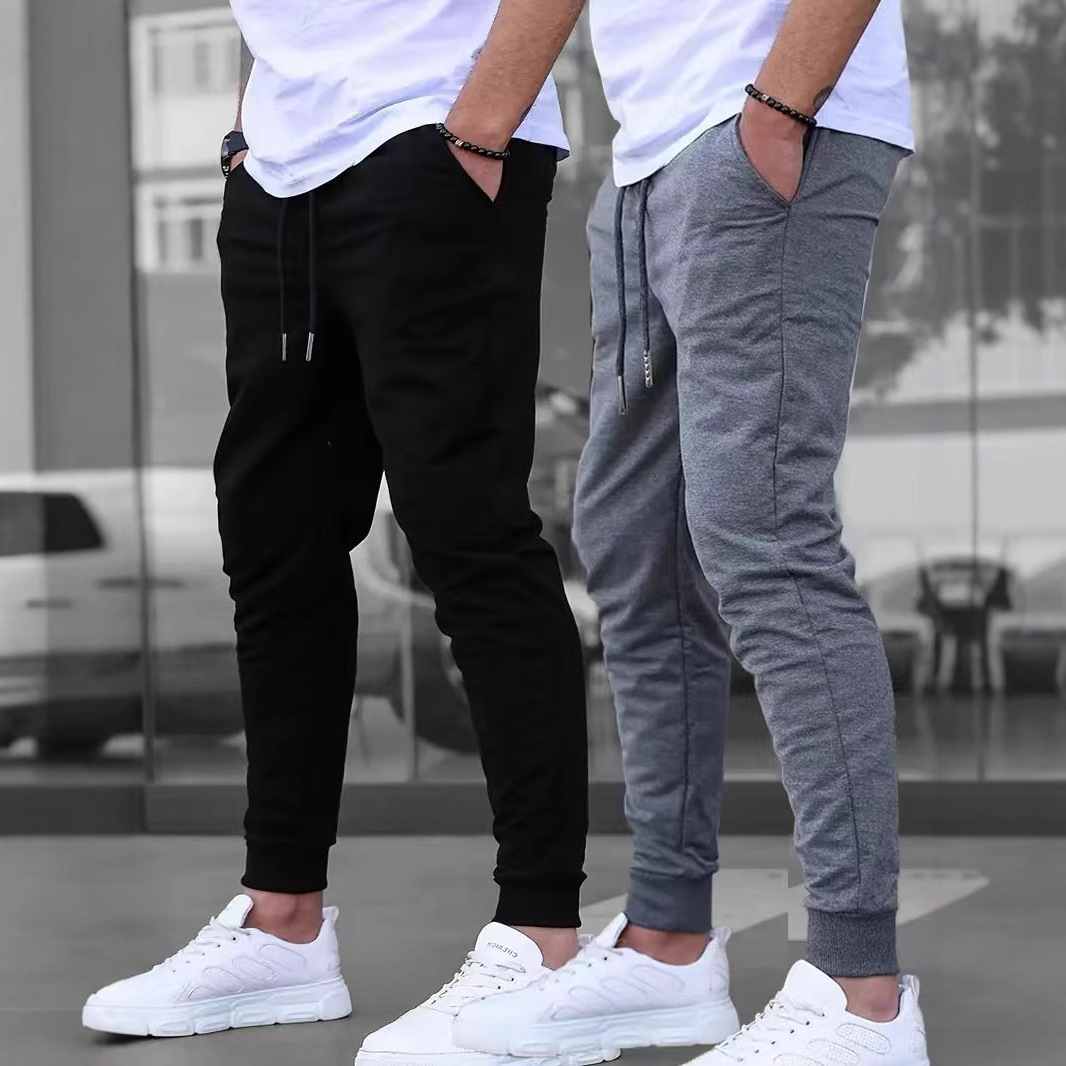 Mens Pants European And American High-Street Retro Casual Terry Cloth Style - Image 3