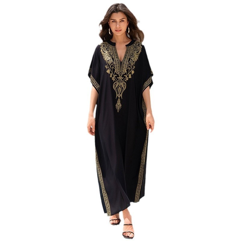 Rayon Embroidered Beach Sun Protection Clothing Dress Women - Image 5