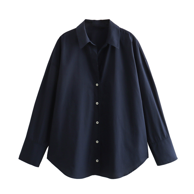 Autumn Women Clothing Printed Silk Satin Texture Drape Shirt - Image 9