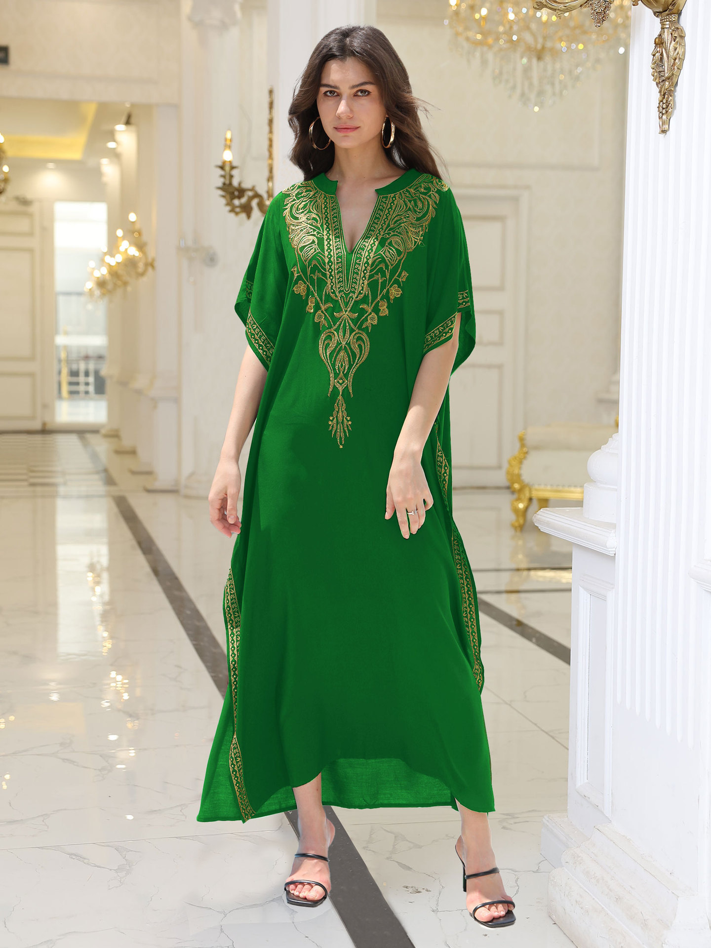 Rayon Embroidered Beach Sun Protection Clothing Dress Women - Image 9