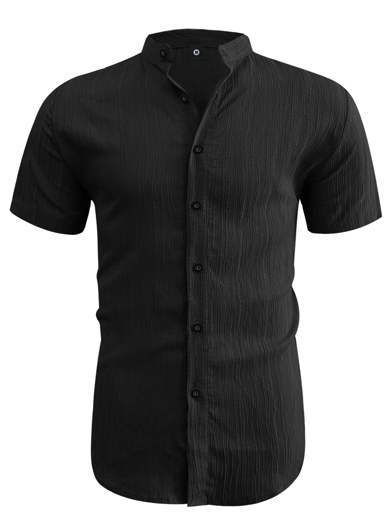 Hot-selling Mens Short-sleeve Stand-collar Casual Shirt Clothing - Image 6