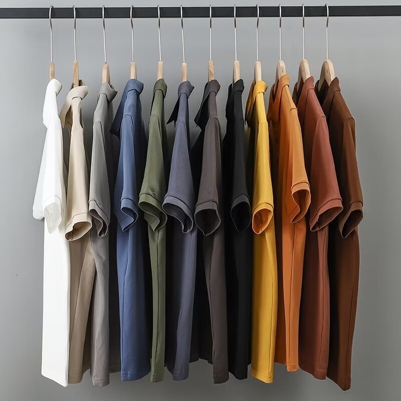Solid-color Summer Mens Clothing Lapel Half-sleeve High-end Trendy Casual Plain Top - Image 3