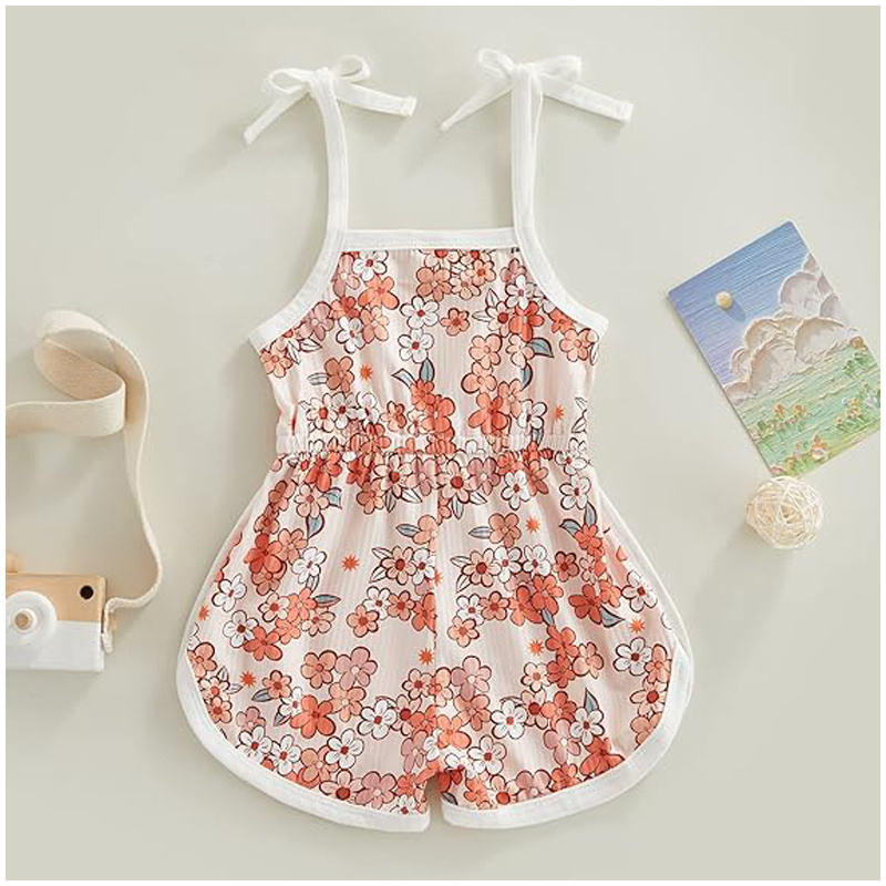 Toddler Baby Girl Clothing,floral Jumpsuit With Tie Up,jumpsuit Baby, Suspender Game Set - Image 3