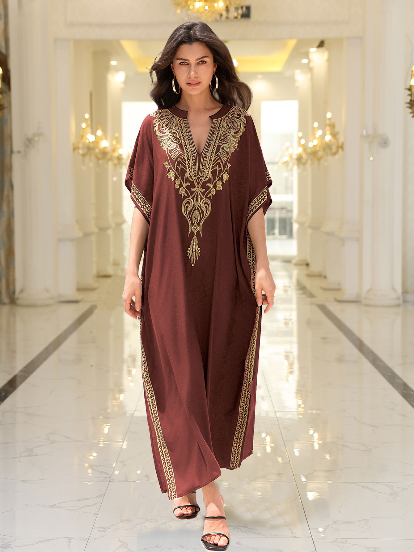 Rayon Embroidered Beach Sun Protection Clothing Dress Women - Image 7