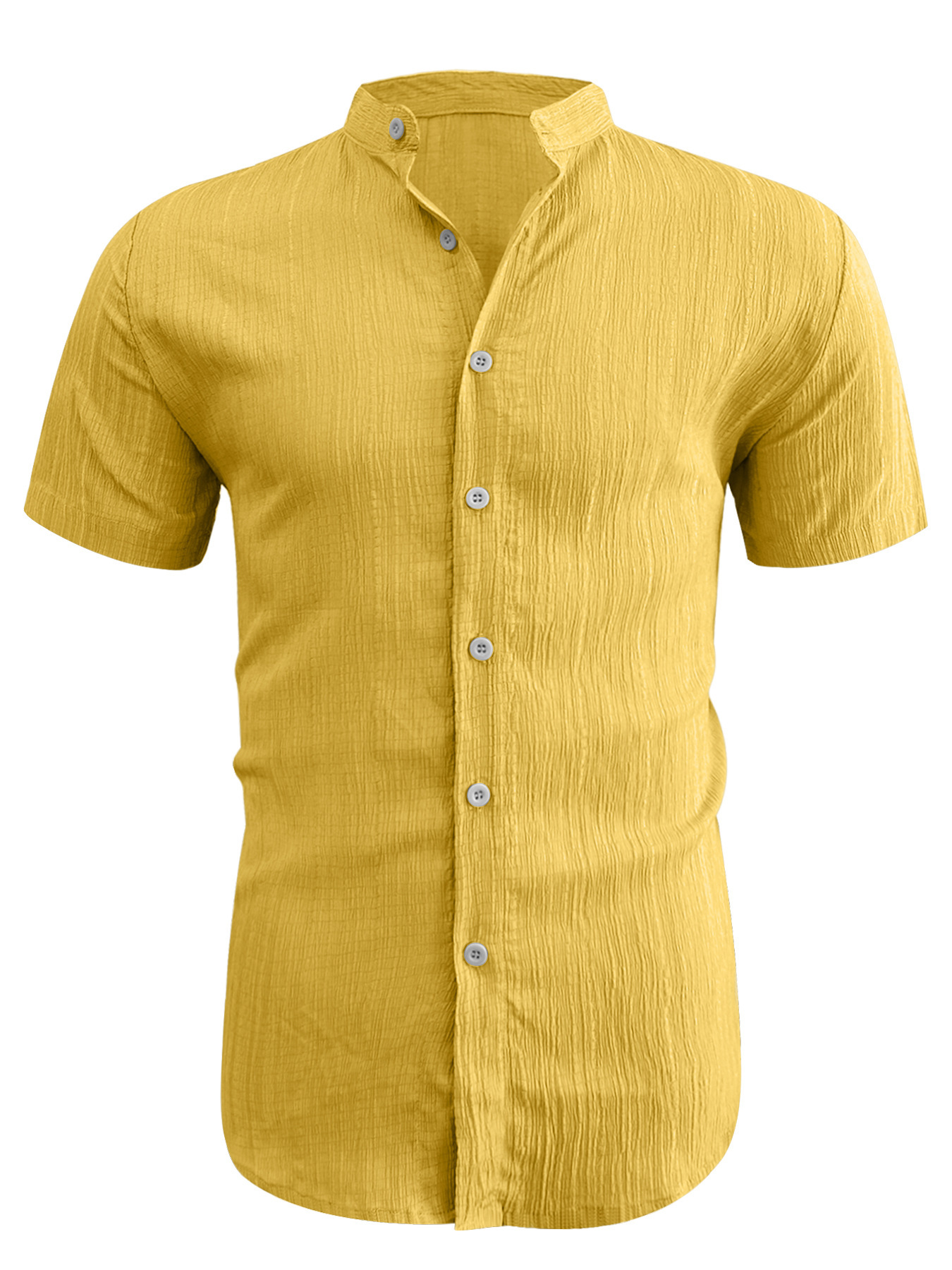 Hot-selling Mens Short-sleeve Stand-collar Casual Shirt Clothing - Image 8