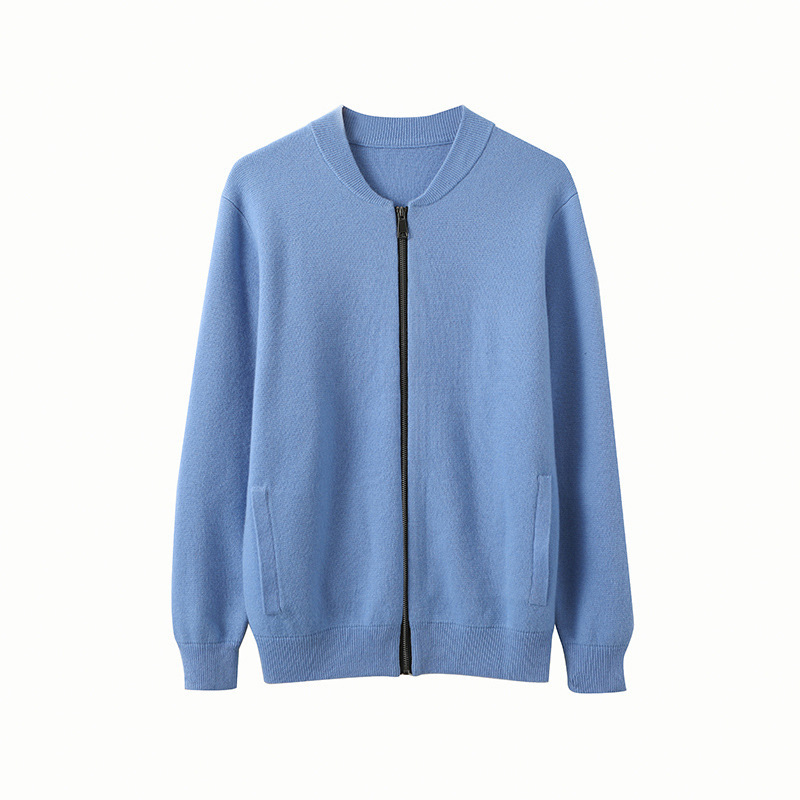 Fallwinter Mens Clothing Short Slim-fit Warm Crew-neck Cardigan Knitted Baseball Jacket - Image 5