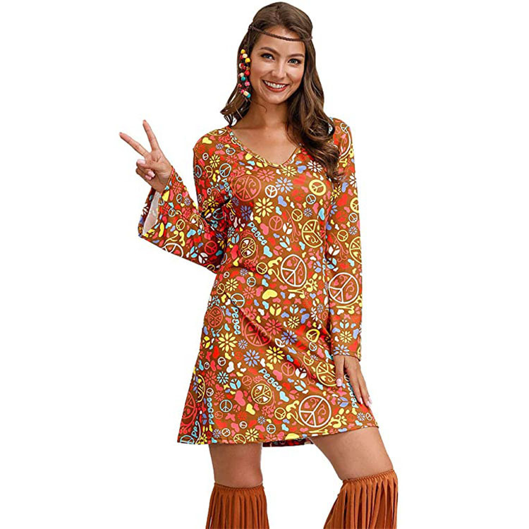 Hippie Clothing Print Dress Women - Image 3