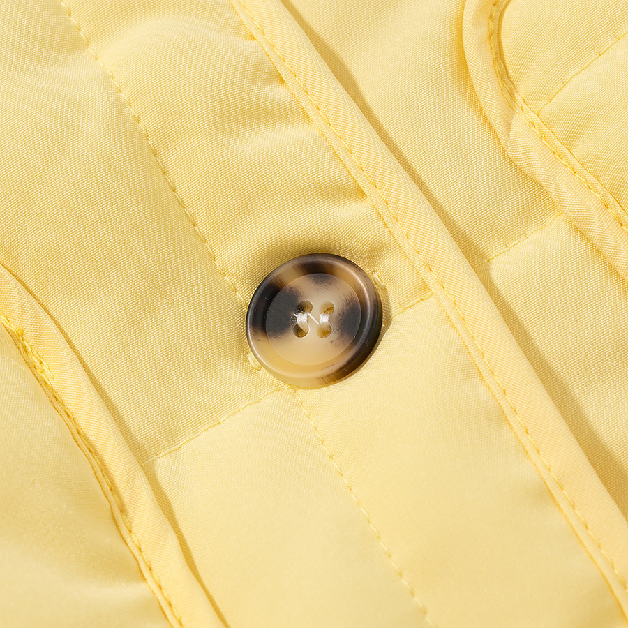 Autumn Women Clothing Yellow Quilted Cotton Plaid Cotton Clothing Cotton Coat - Image 7