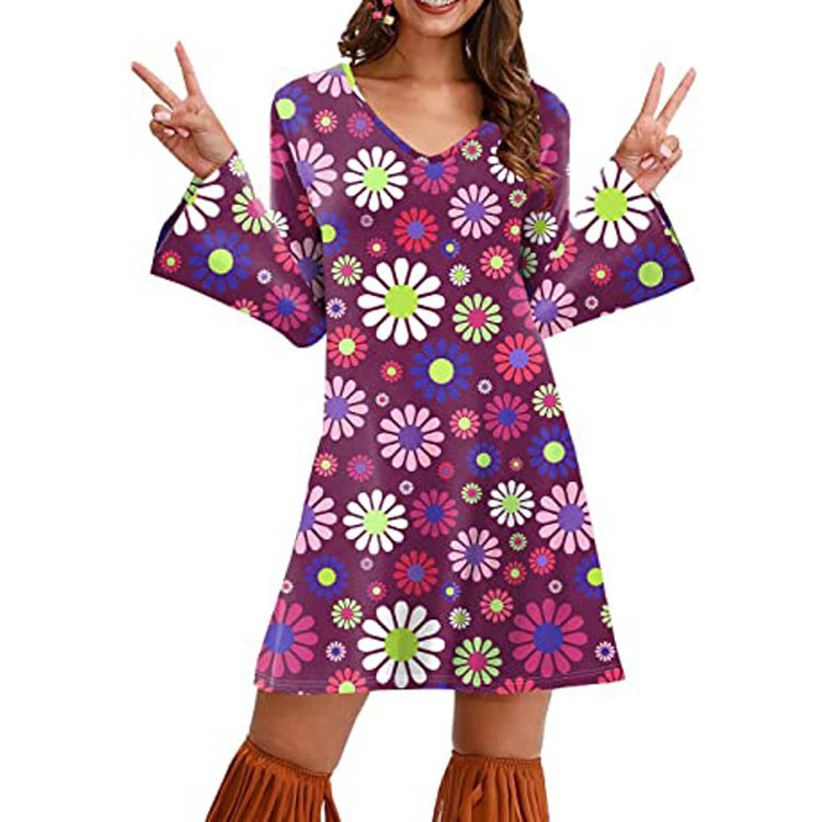 Hippie Clothing Print Dress Women - Image 9