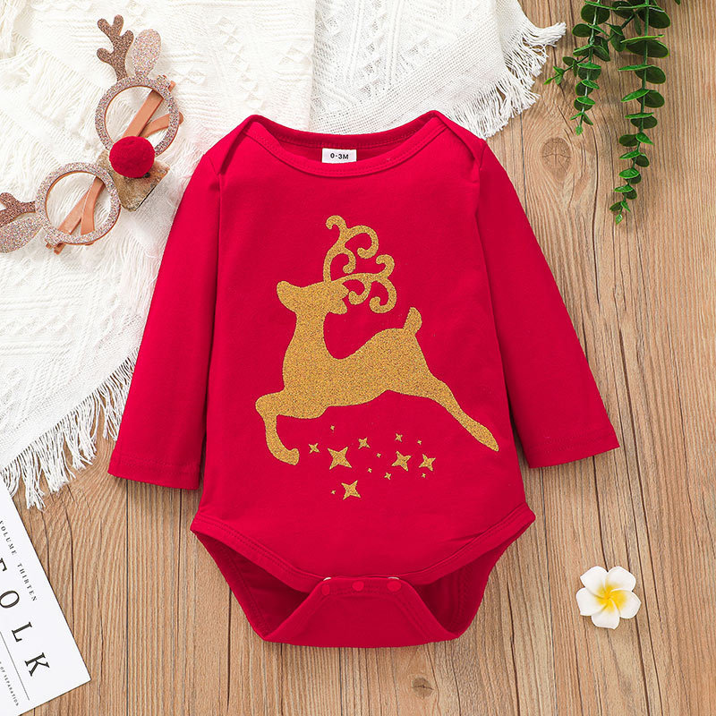 Baby Clothing Christmas Skirt Suit Baby Elk Printing Romper Short Skirt Two-piece Suit - Image 6