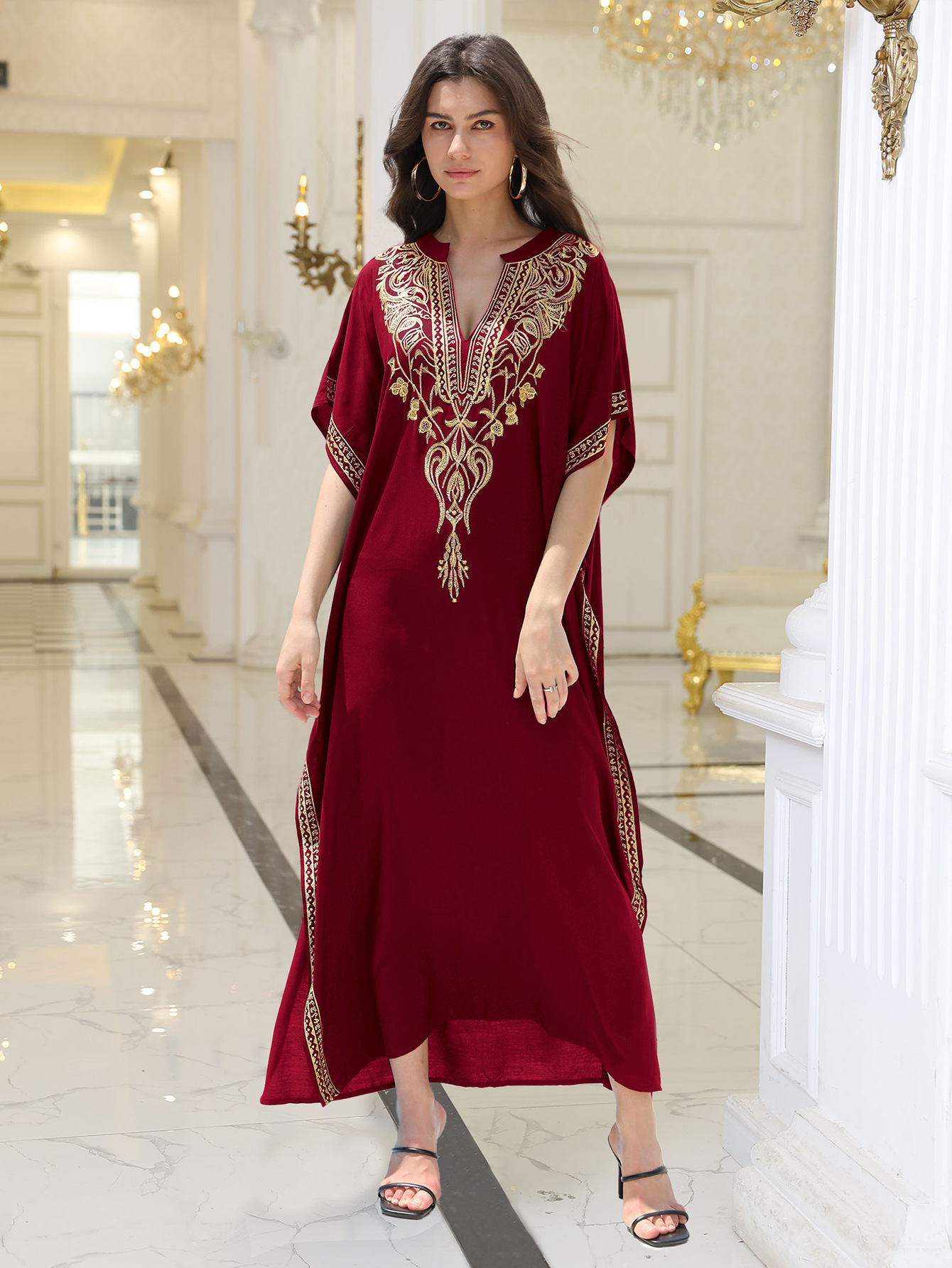 Rayon Embroidered Beach Sun Protection Clothing Dress Women - Image 8