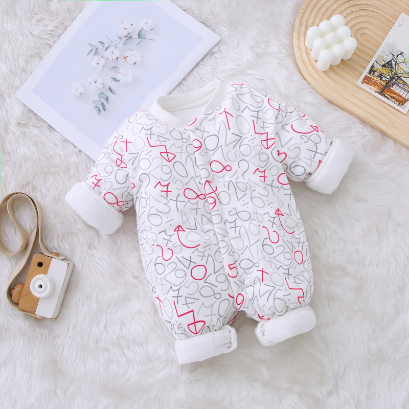 Children's Clothing Autumn And Winter Baby Thick Cotton Jumpsuit Baby Jumpsuit Long Sleeve - Image 4