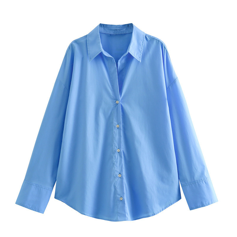 Autumn Women Clothing Printed Silk Satin Texture Drape Shirt - Image 8
