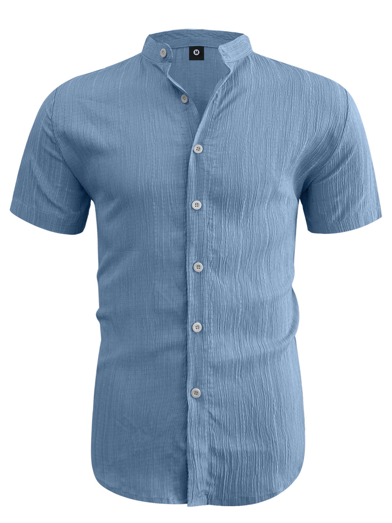 Hot-selling Mens Short-sleeve Stand-collar Casual Shirt Clothing - Image 10