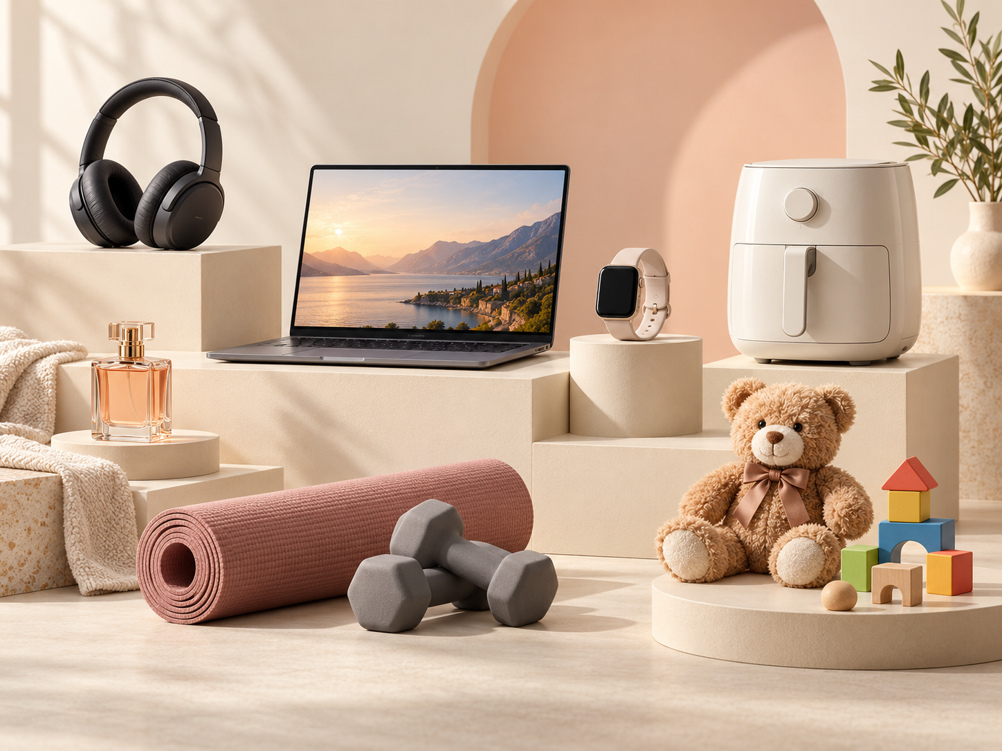 A selection of electronics, home goods, beauty, fitness and toys